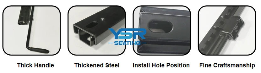 YSR-P051A slide rail construction details Detailed view of YSR-P051A lock mechanism and rail profile